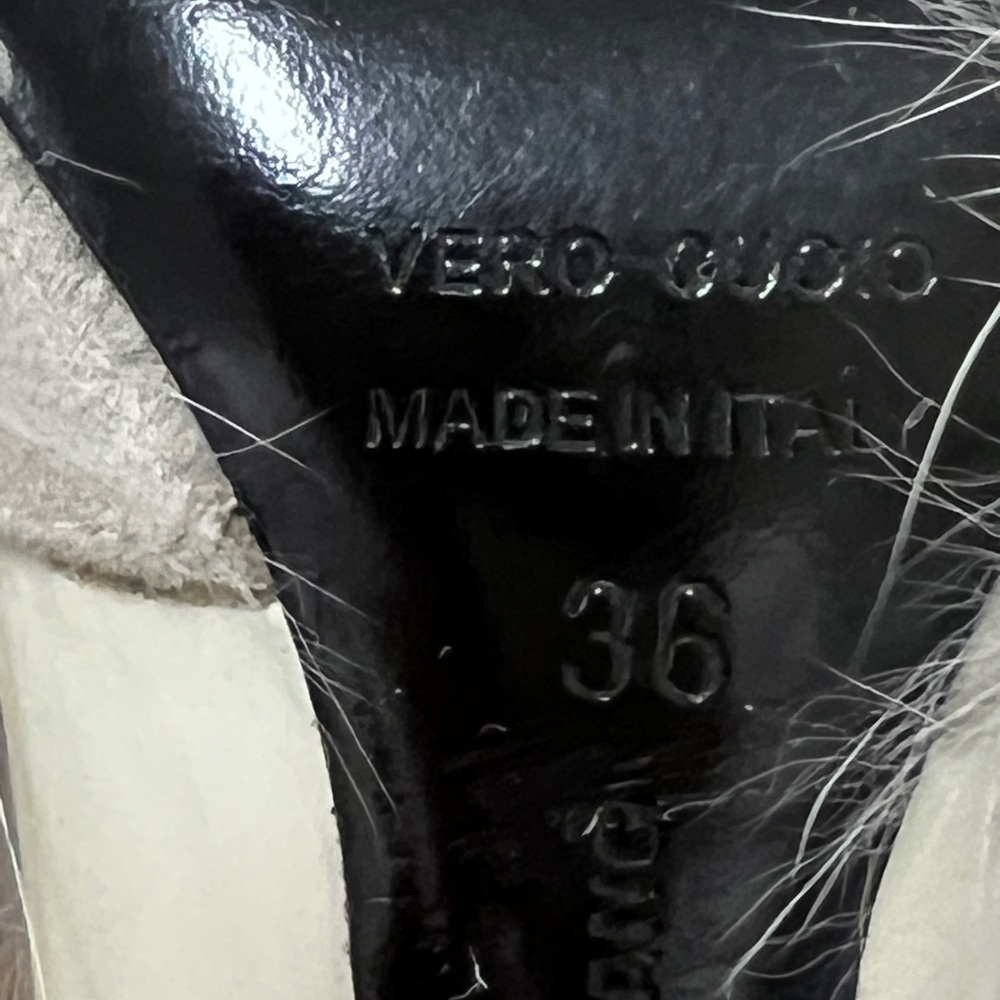 Alexander Wang Gray Heels with Gray Fur Trim Heel size 4” - Picture 11 of 16